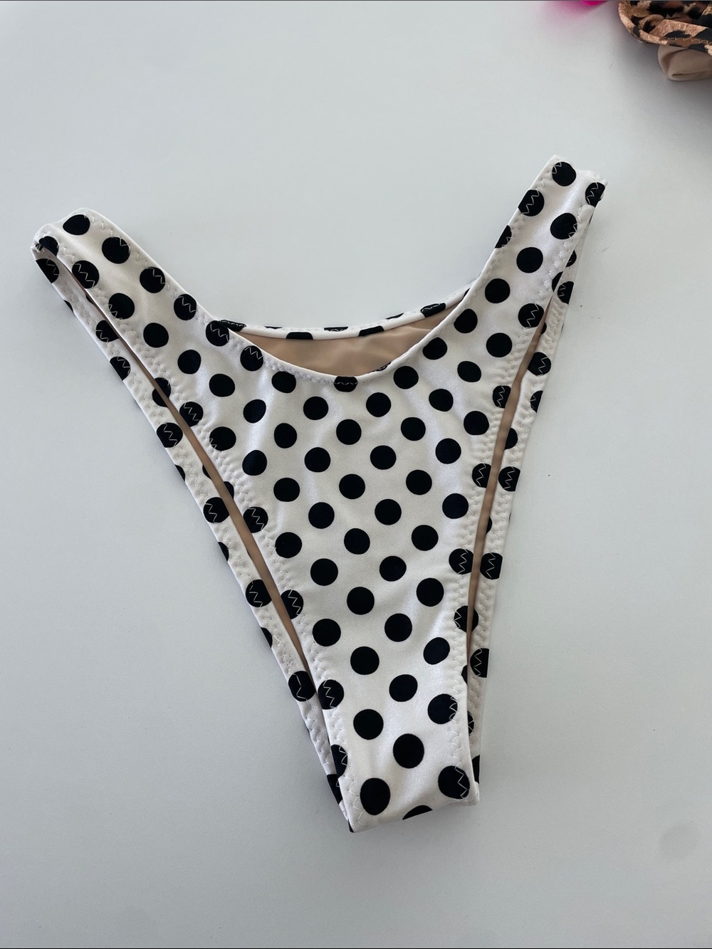 Black Polka Dot High-Cut Bikini Bottom